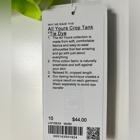 NWT Lululemon All Yours Crop Tank *Tie Dye - Picture 2 of 6